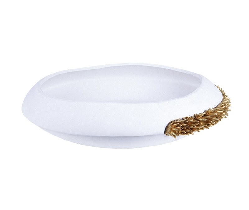 White Bowl with Gold Coral