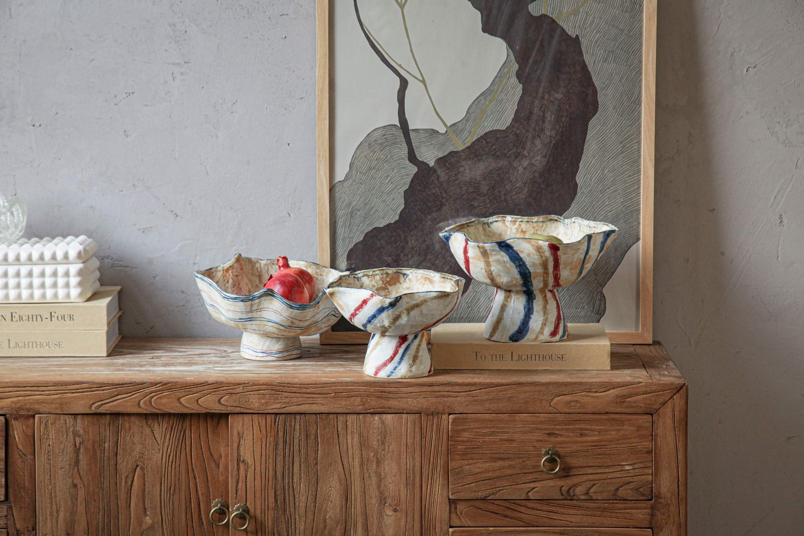 Hand-Painted Footed Bowl