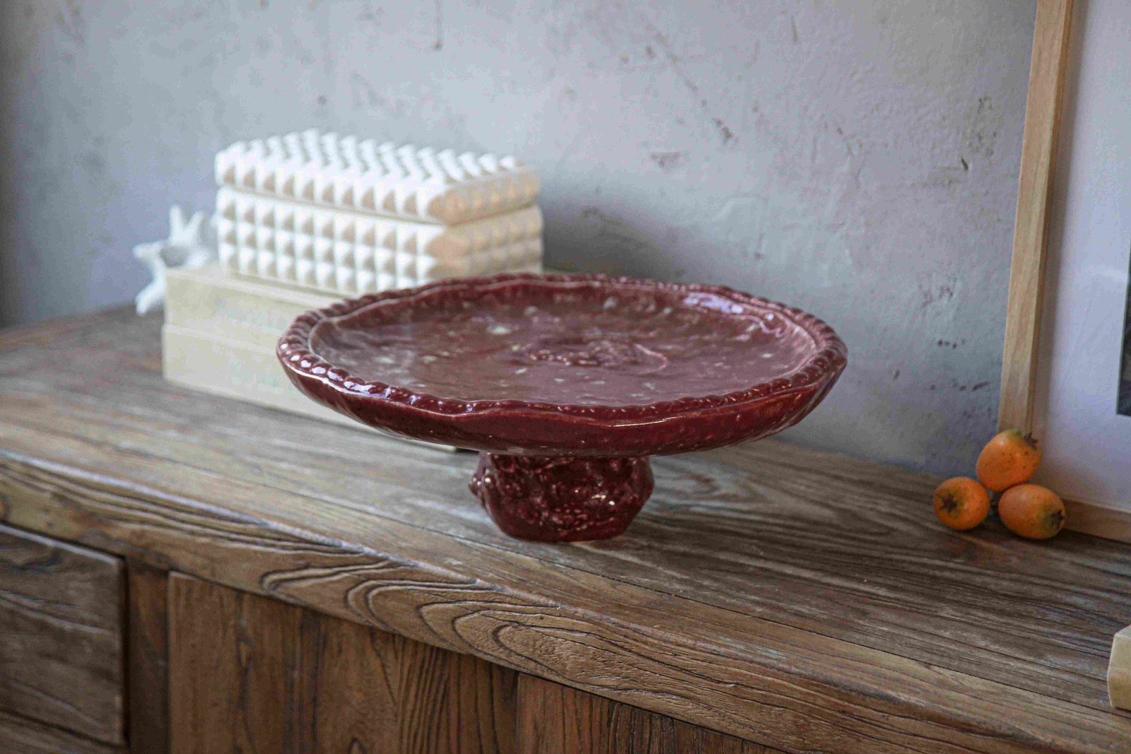 Red Glazed Cake Stand