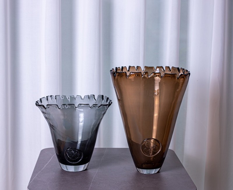 Ruffled-Rim Glass Vase