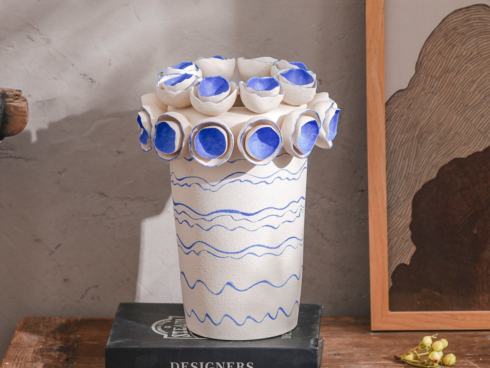 Blue Petal Rim Vase