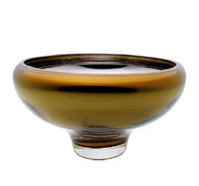 Amber Glass Footed Bowl with Dark Rim