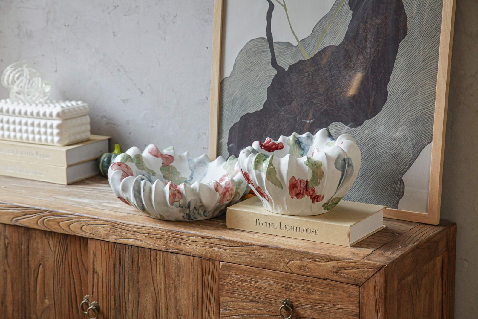 White Floral Ruffled Bowl