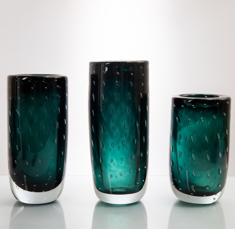 Teal Bubble Glass Vase