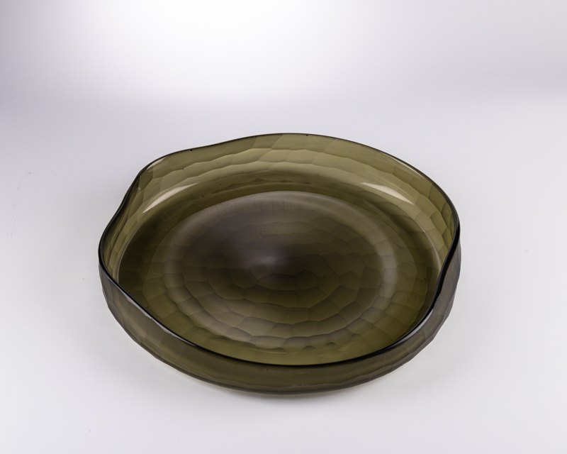 Olive Smoked Glass Plate