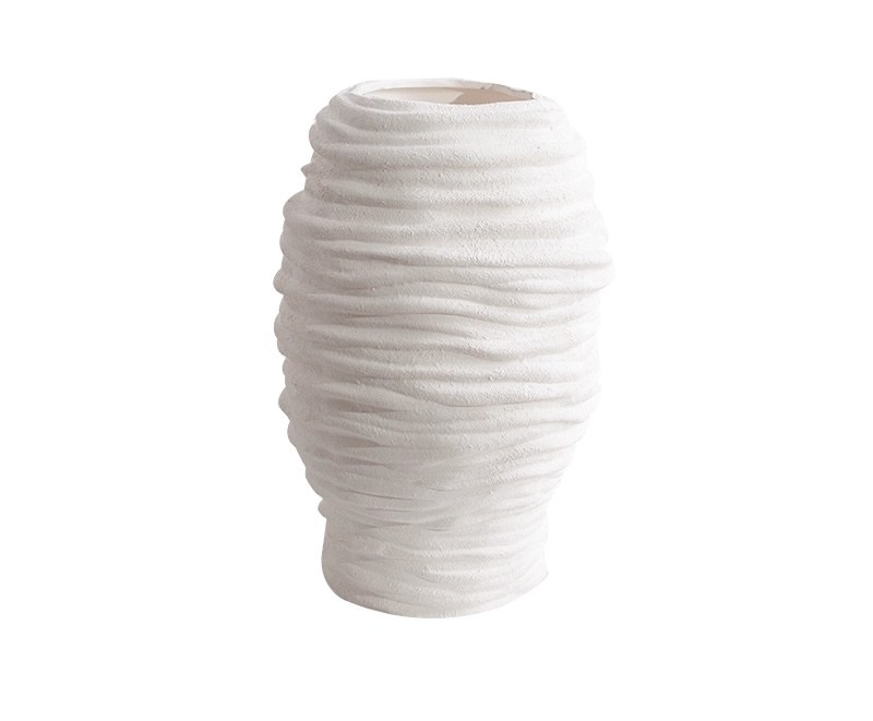White Ribbed Organic Vase