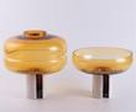 Amber & Beige Vase With Marble Base (Large)