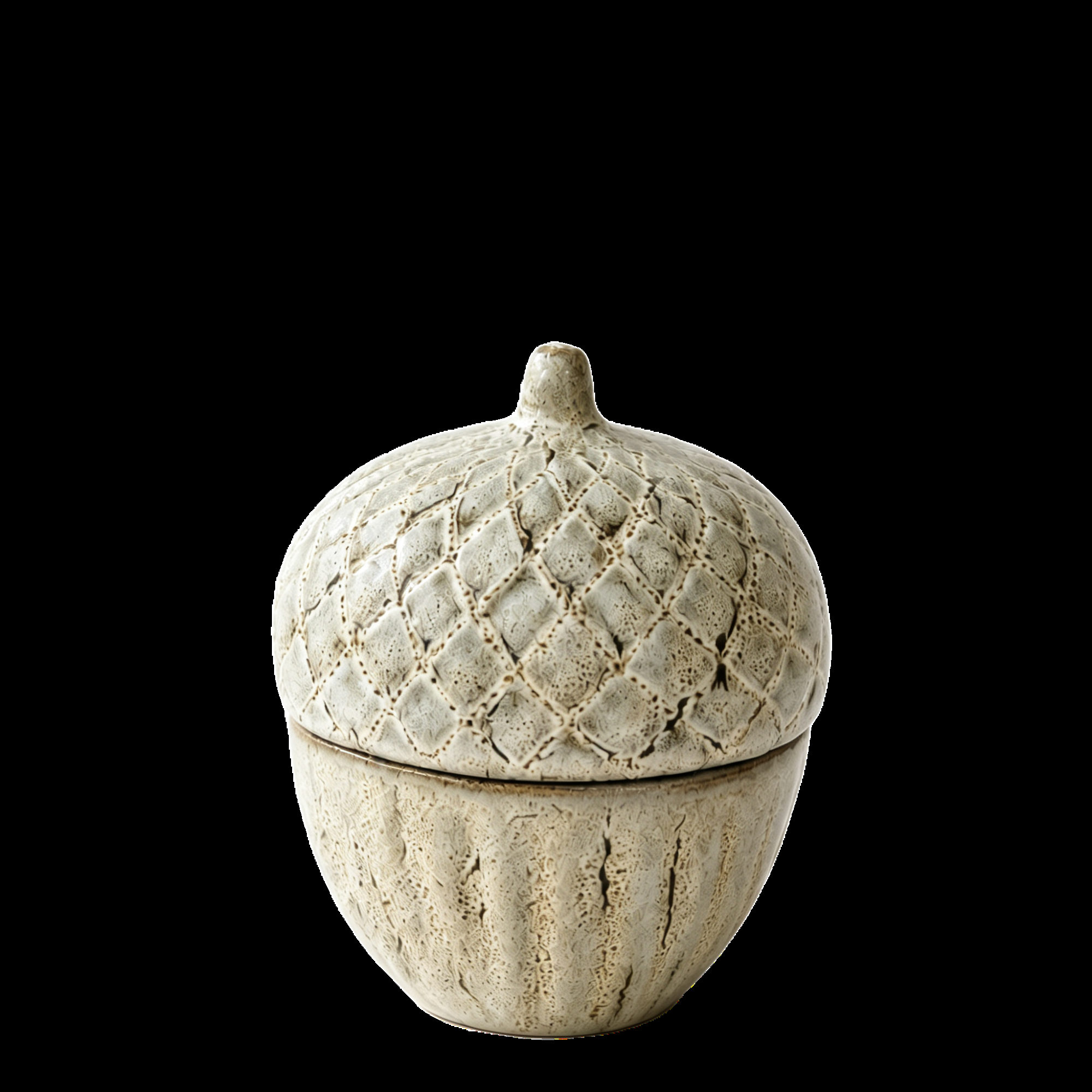Cream Quilted Lidded Acorn Jar