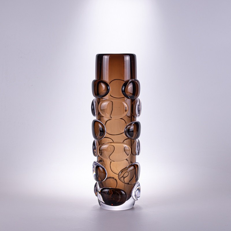 Smoked Amber Bubble Vase