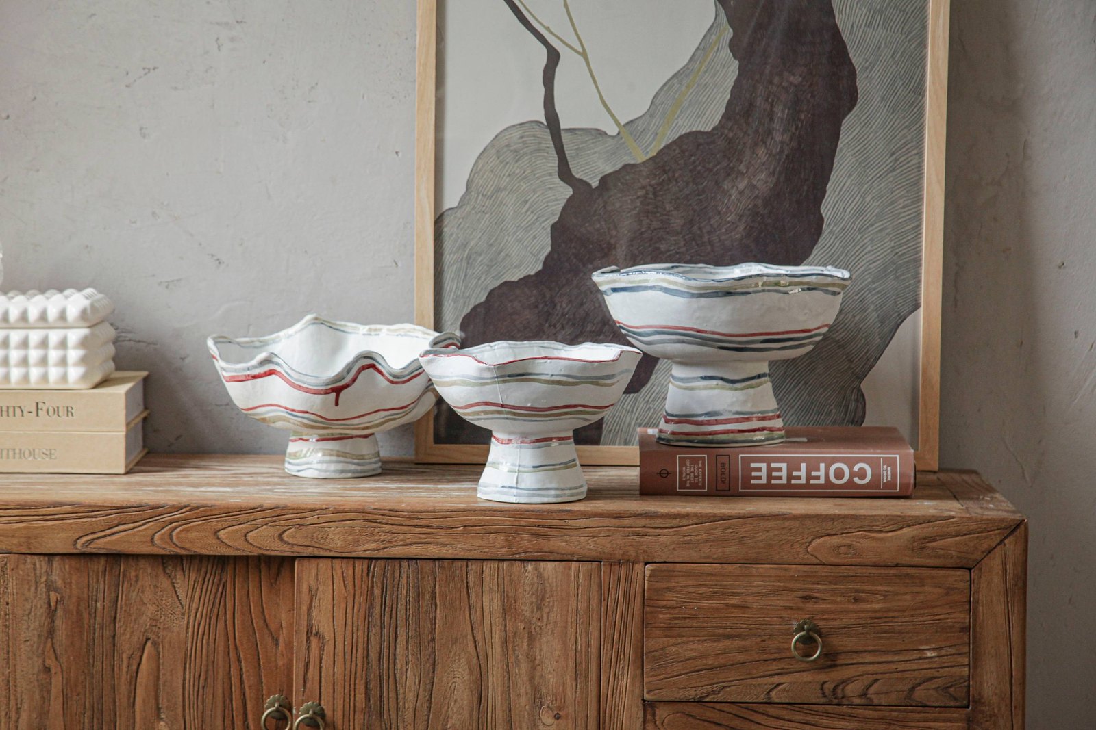 Hand-Painted Footed Bowl