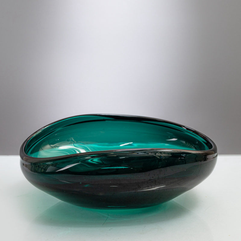 Teal Glass Organic Freeform Bowl