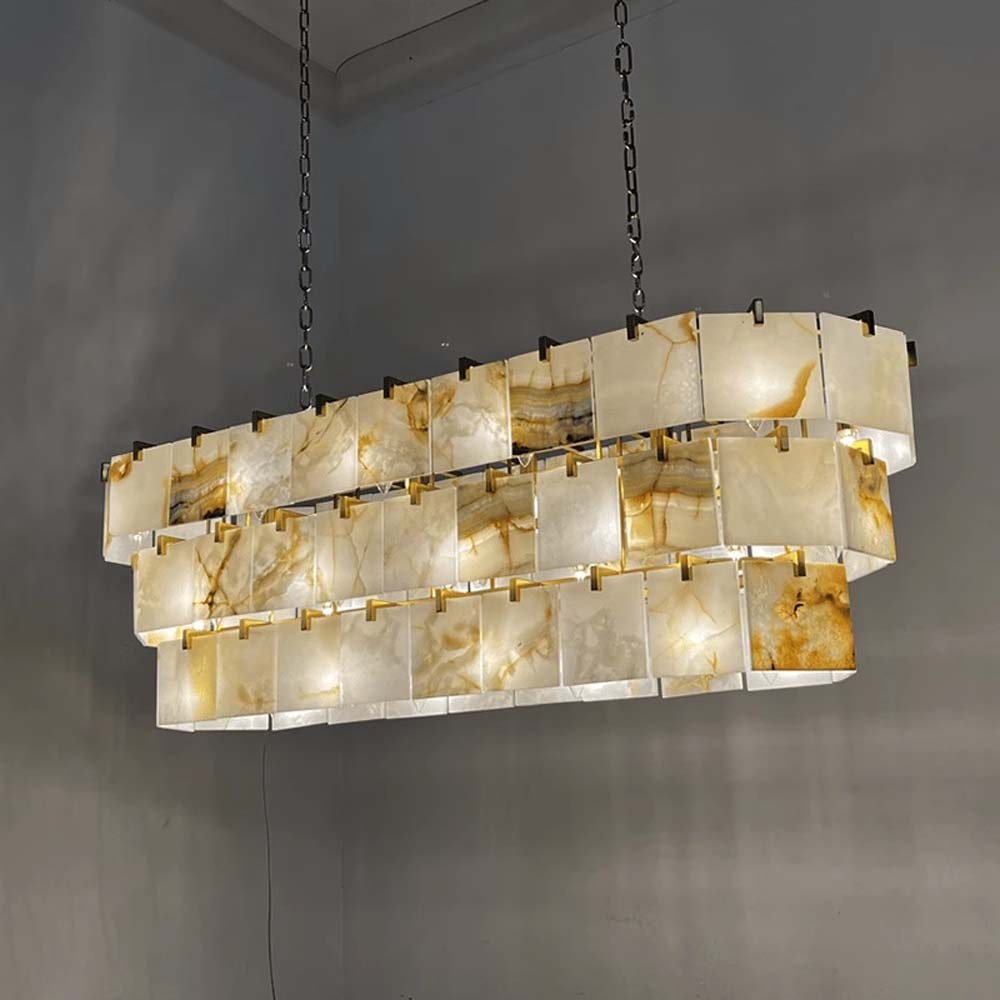 Alabaster Tiered Linear Chandelier