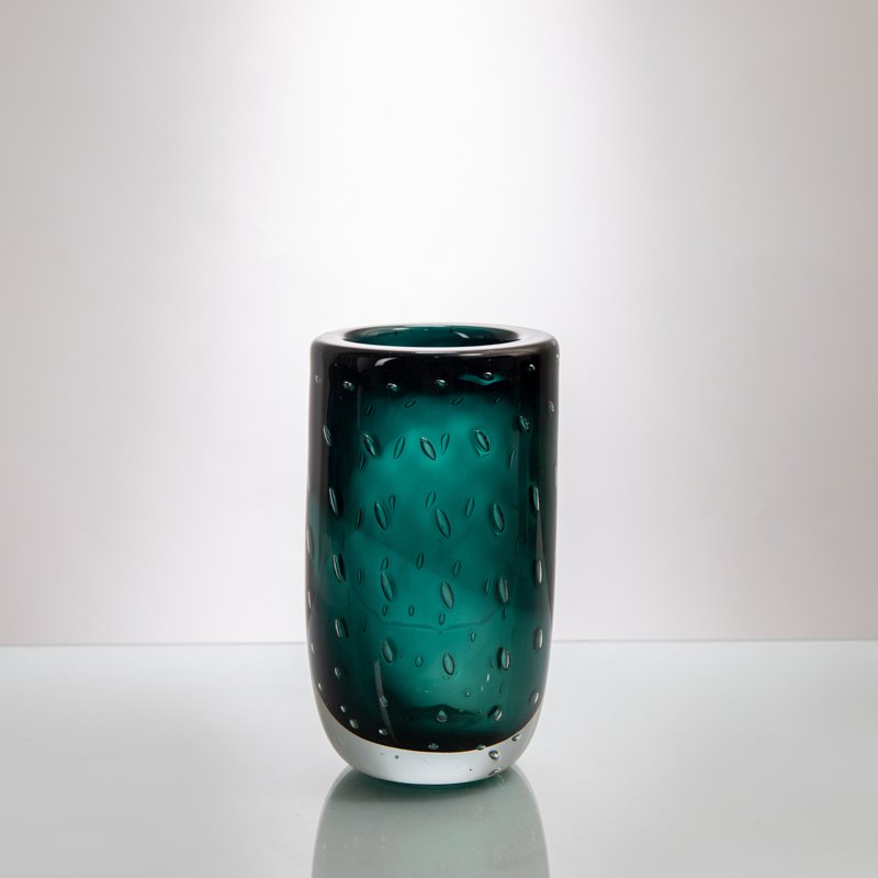 Teal Bubble Glass Vase