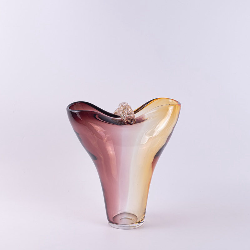 Pink and Amber Ombre Sculptural Vase