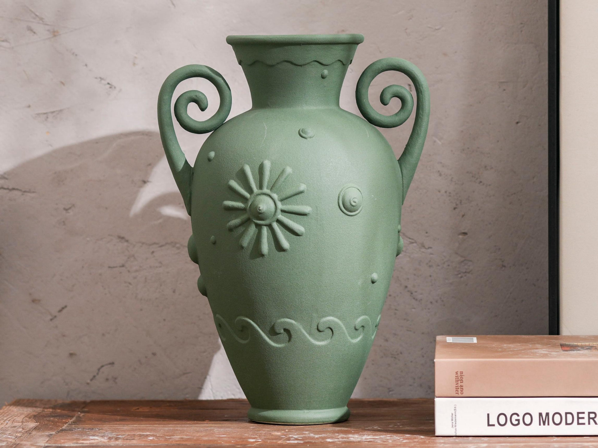 Sage Green Floral Urn Vase