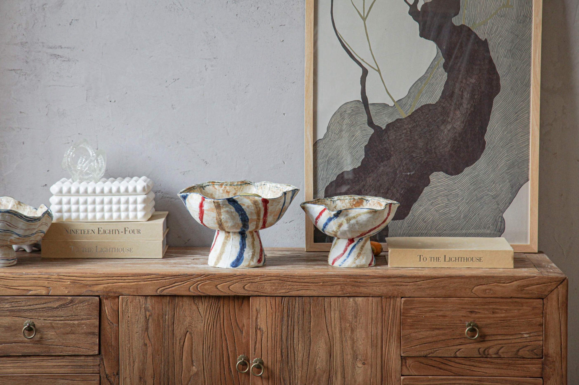 Cream Pedestal Cup and Dish