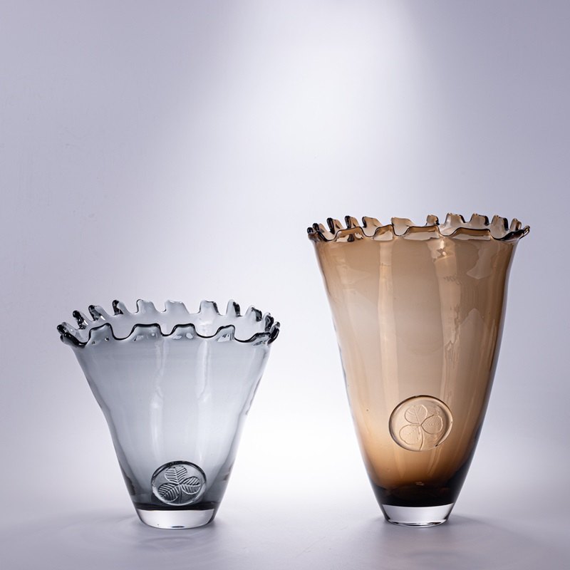 Ruffled-Rim Glass Vase