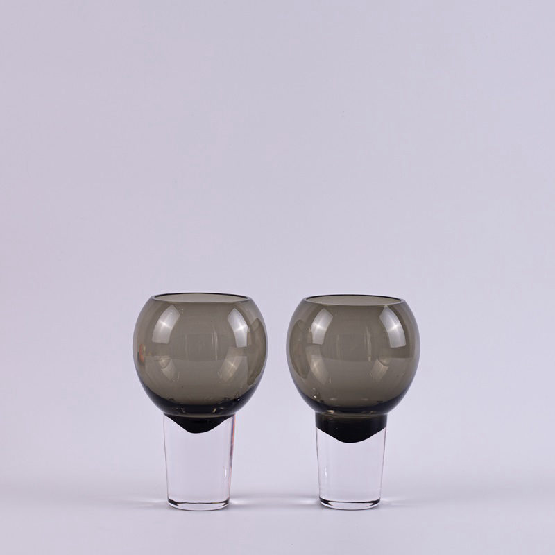 Set of 2 Smoky Gray Glass Goblets