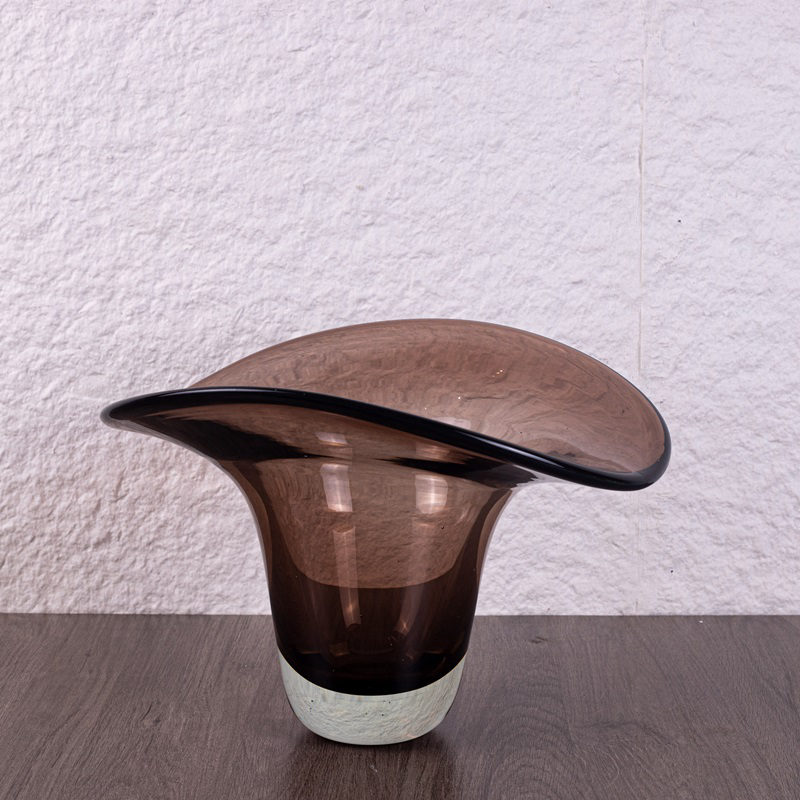 Sculptural Amber Glass Vase