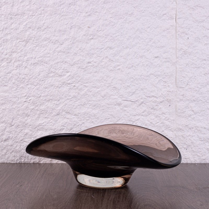 Smoked Brown Glass Boat Bowl