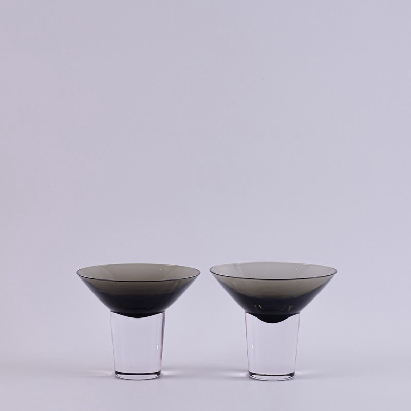 Set of 2 Gray Ombre Cone Glasses