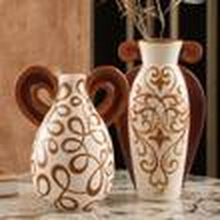 Off-White & Caramel Vase (Large)
