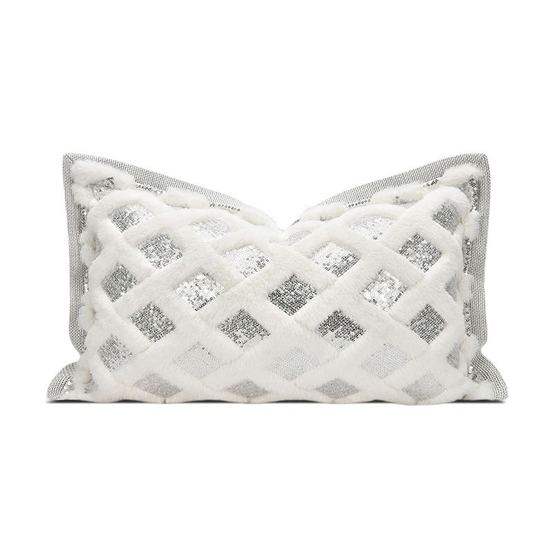 Ivory Lattice Lumbar Cushion