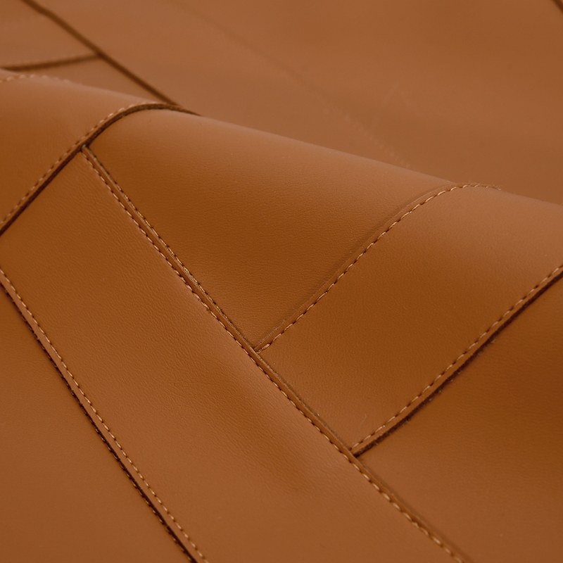 Tan Leather Weave Cushion