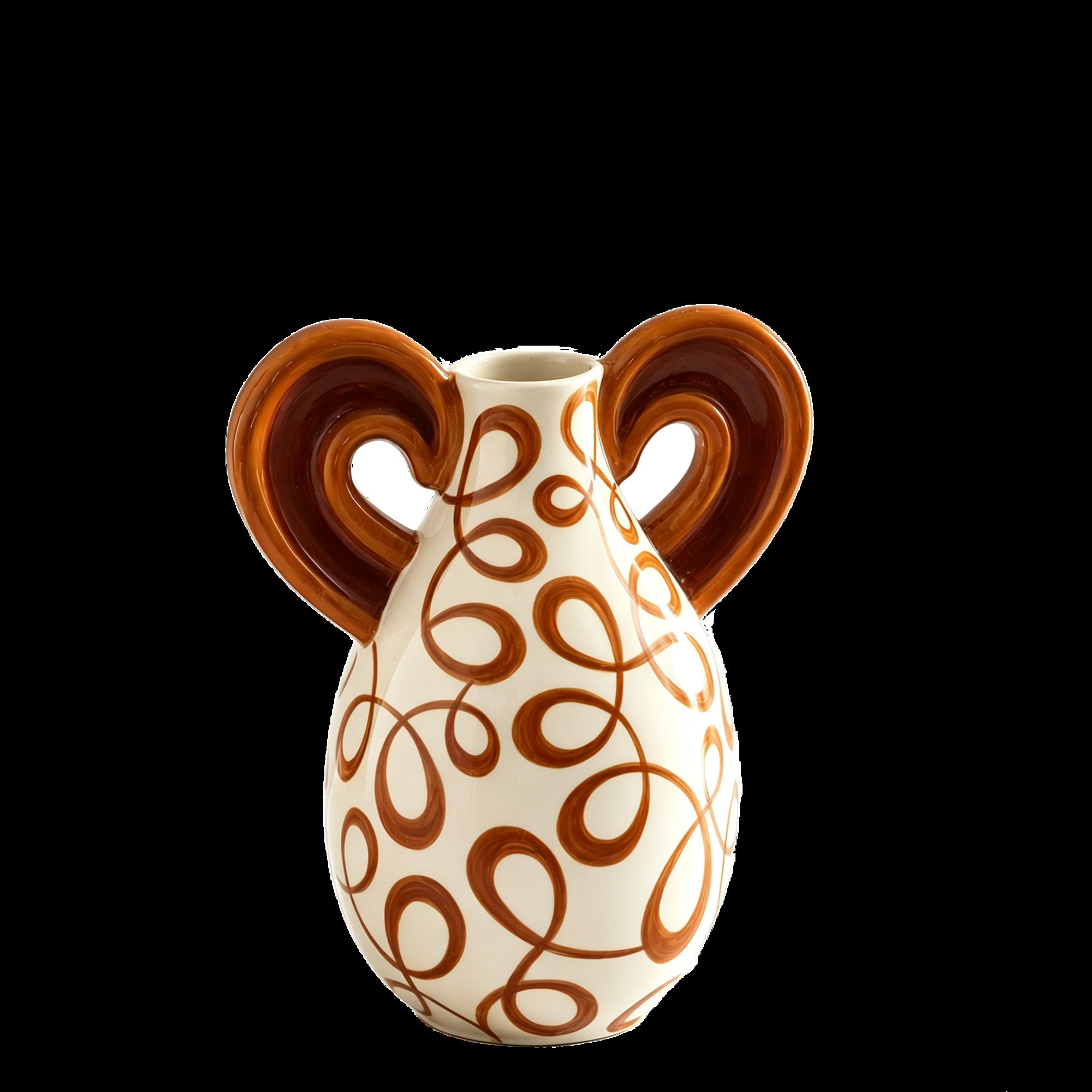 Vase with Curled Handles and Scroll Pattern