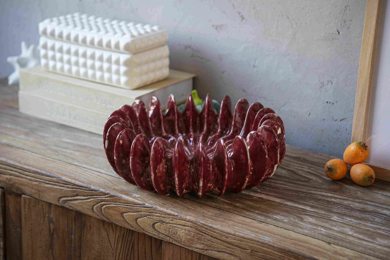 Red Fluted Ring Bowl