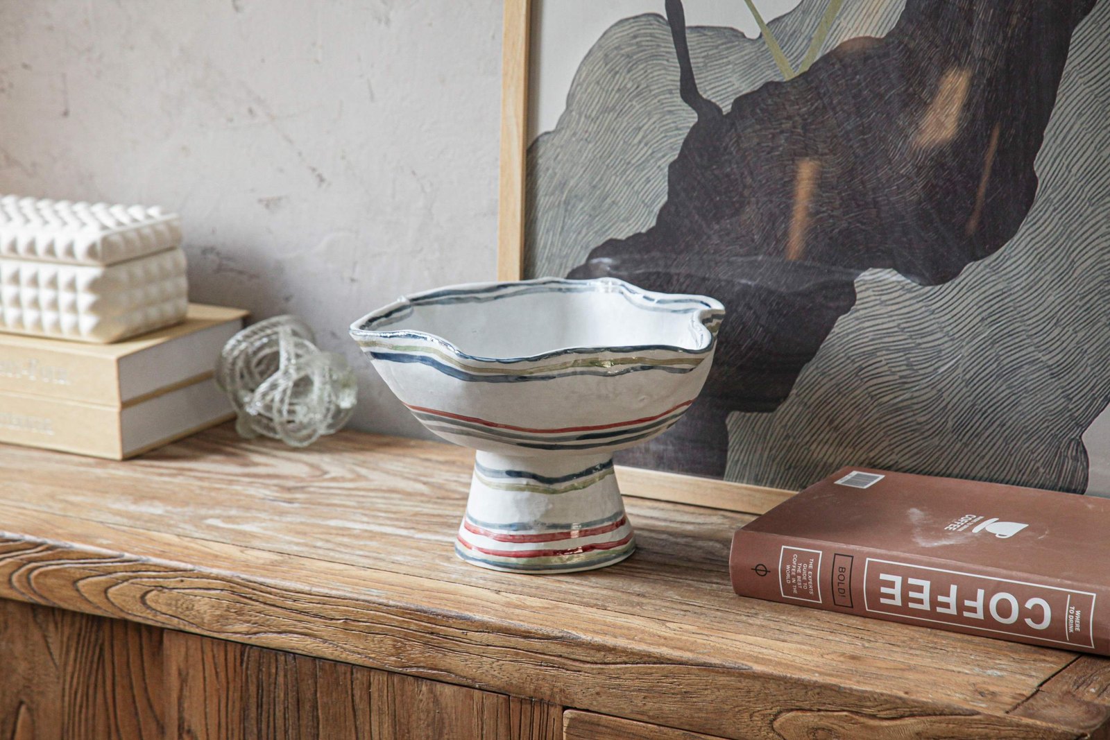 Hand-Painted Footed Bowl