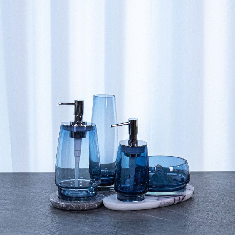 Blue Glass Bath Set
