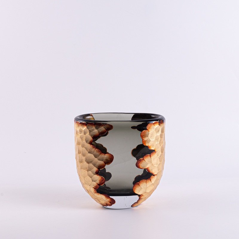 Copper Leaf Glass Vase