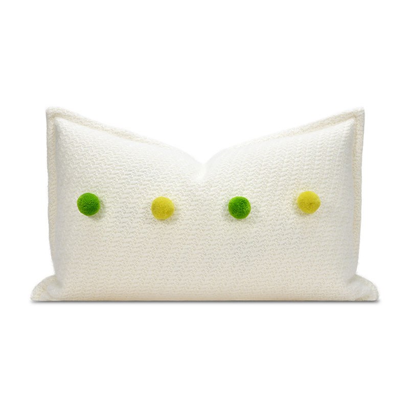Green Pom-Pom Lumbar Cushion