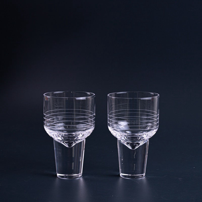 Set of 2 Ribbed Clear Glass Tumblers
