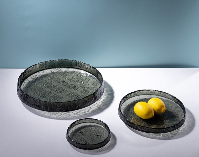Set of Textured Glass Trays