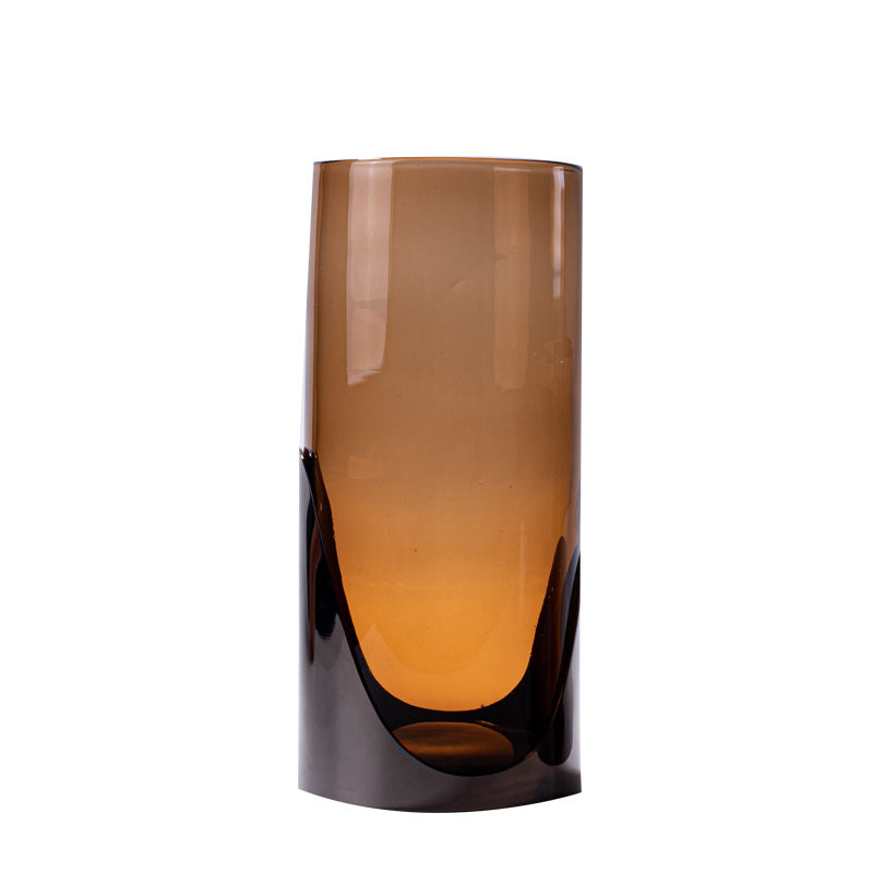 Amber Ombre Glass Cylinder Vase