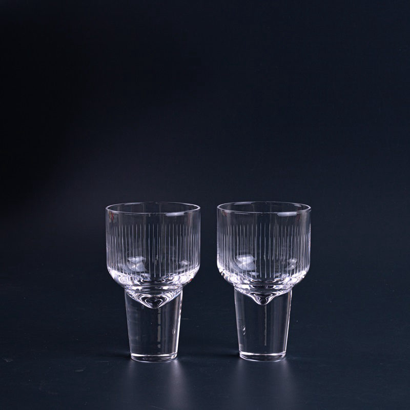 Set of 2 Ribbed Clear Glass Tumblers