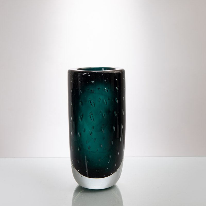 Teal Bubble Glass Vase