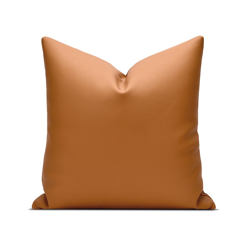 Tan Leather Weave Cushion