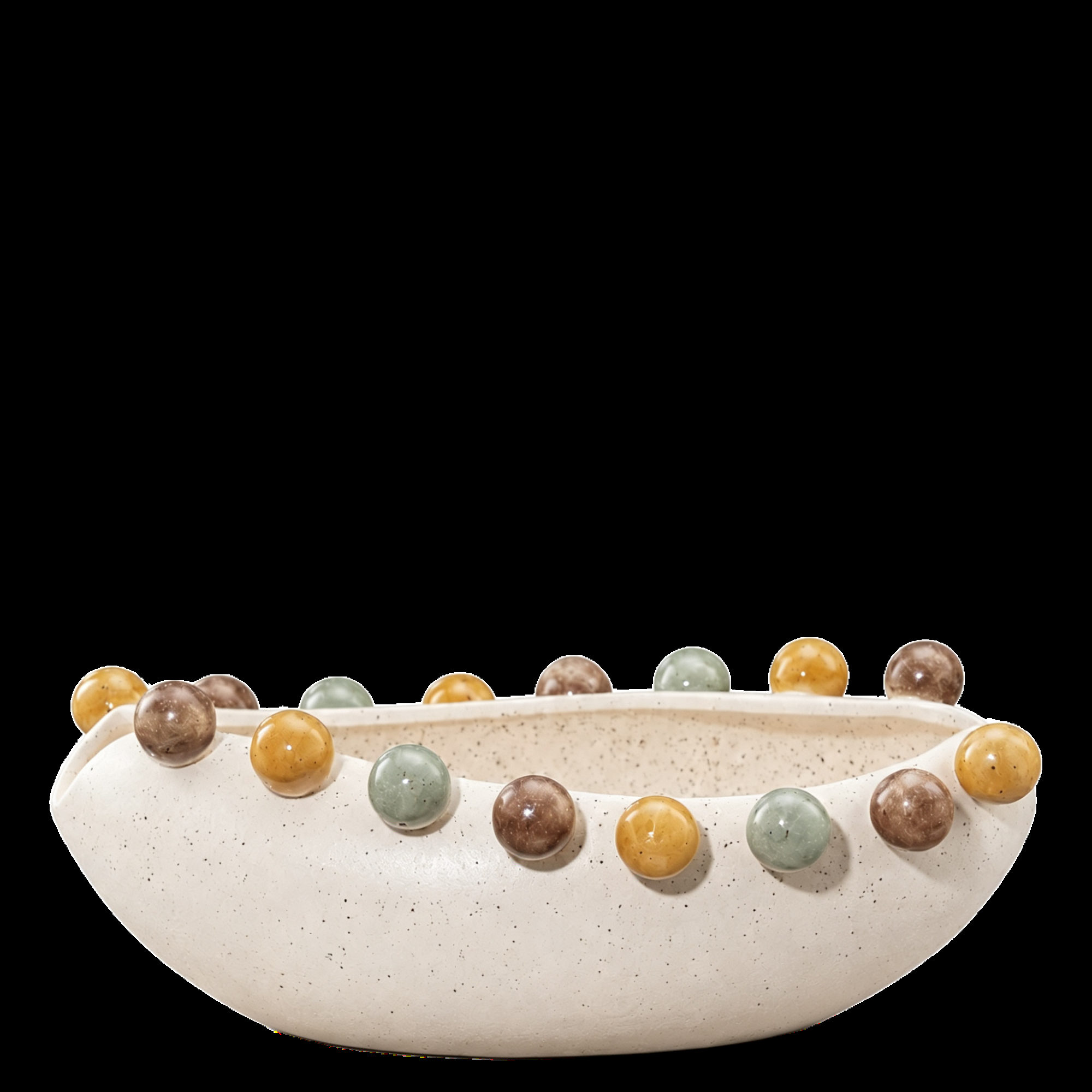 White Bowl with Colorful Ball Rim