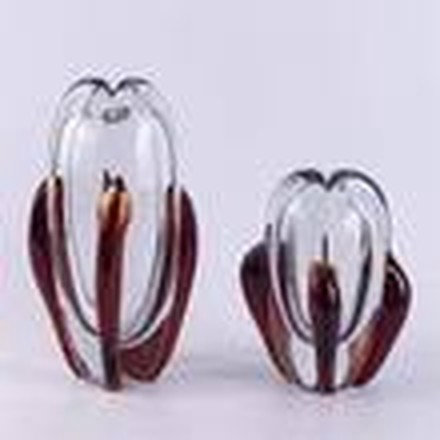 Clear & Red Vase