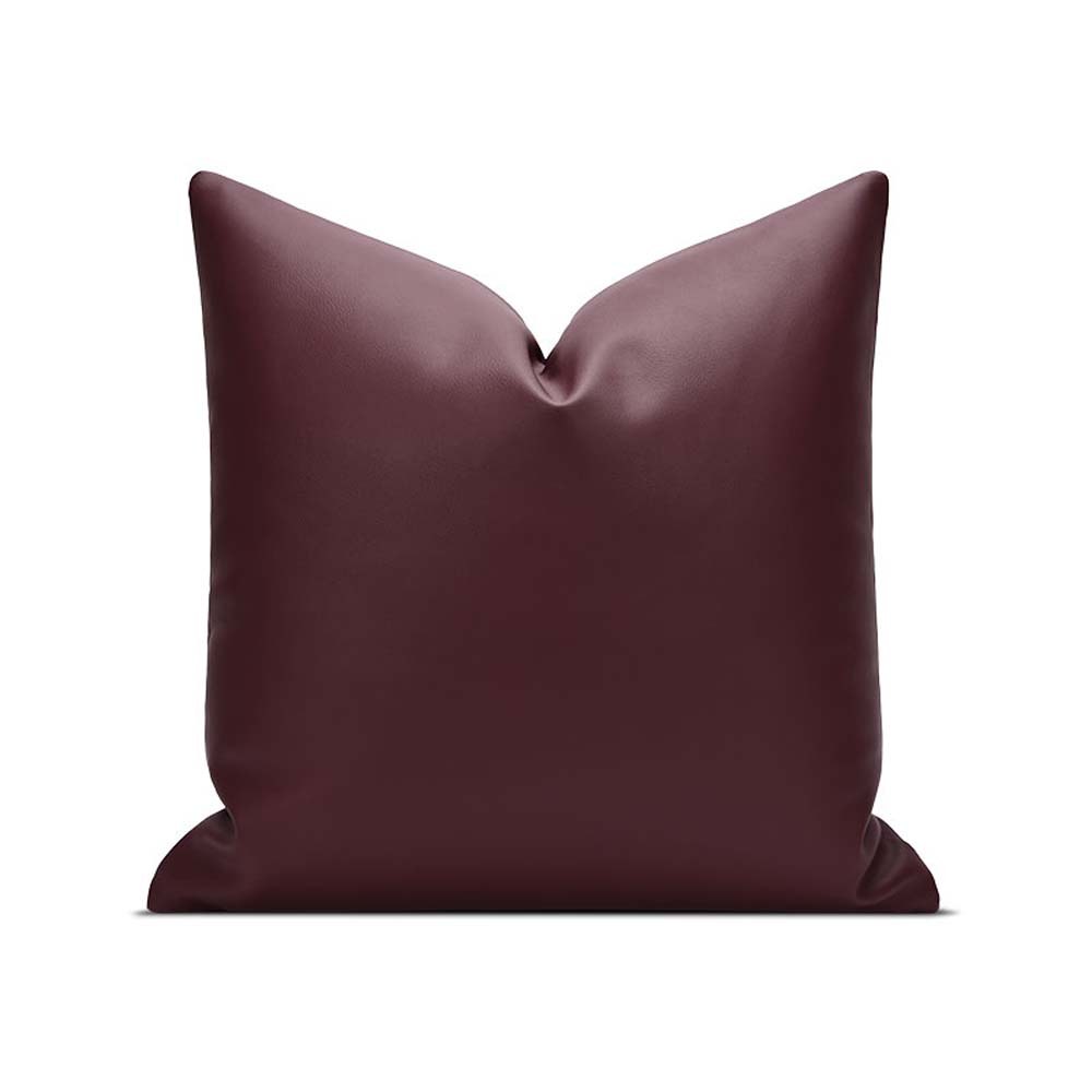 Plum Leather Stitch Cushion