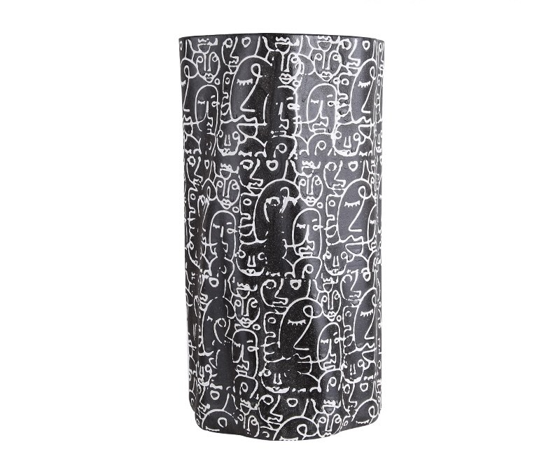 Black Line-Face Vase