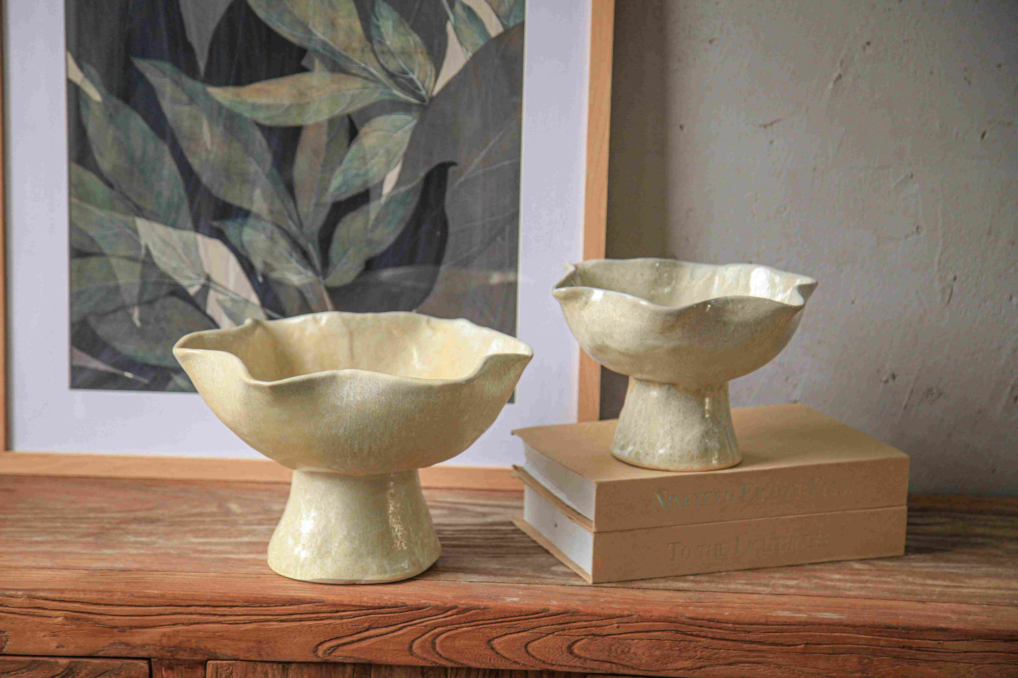 Cream Pedestal Compote Bowl