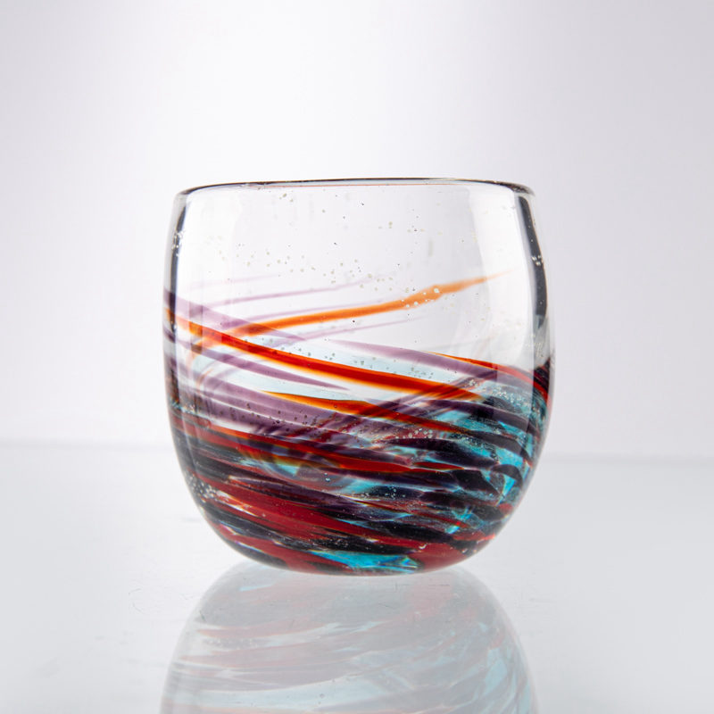 Red and Blue Swirl Glass Tumbler