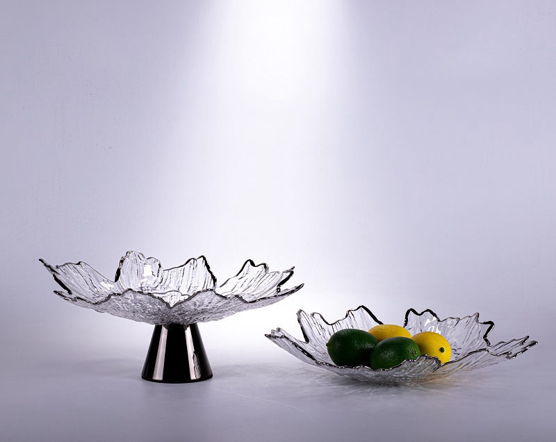 White Scalloped Glass Bowl on Stand