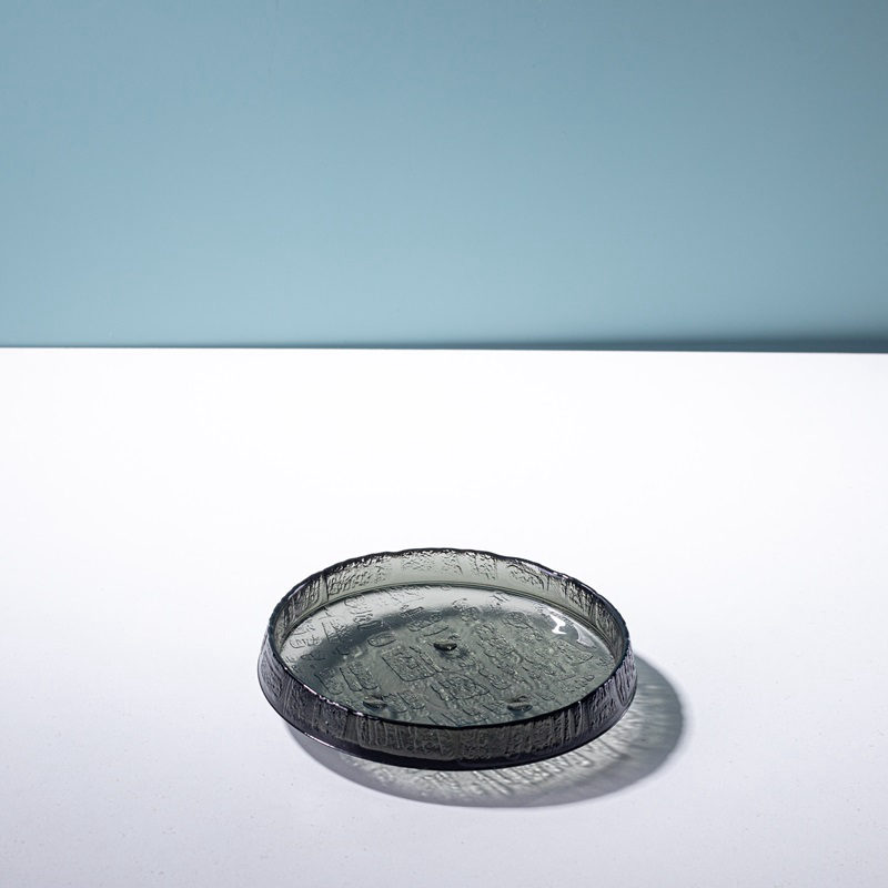 Round Gray Glass Plate