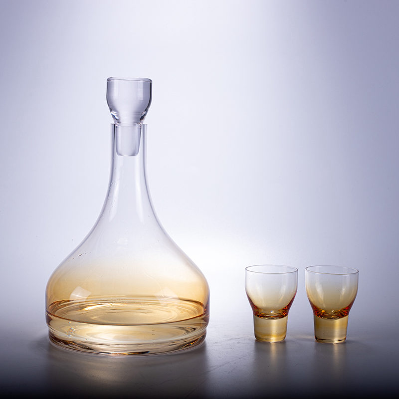 Set of Ombre Glass Decanter and Glasses