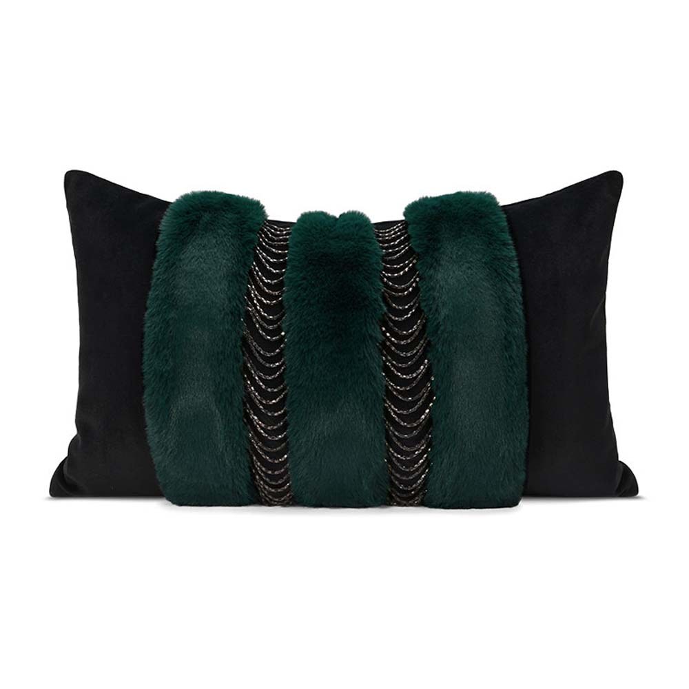 Emerald Fur Lumbar Cushion